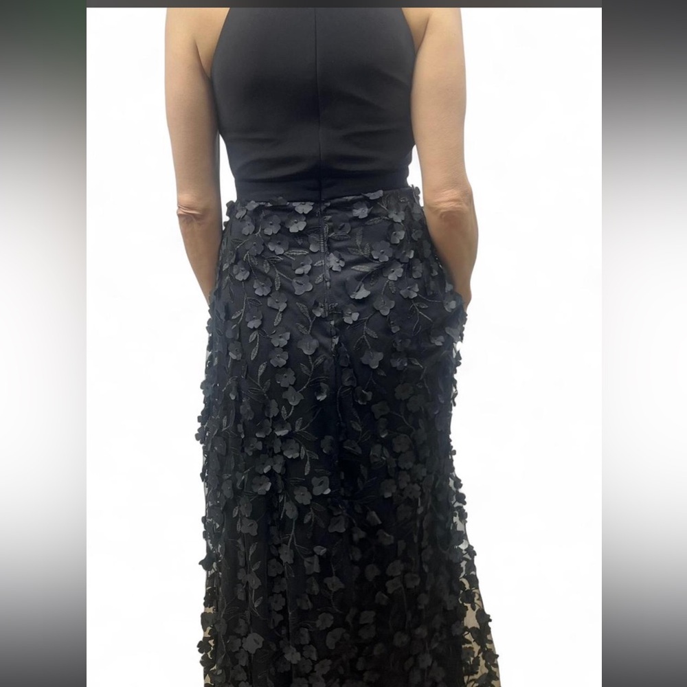 Xscape Black Floral Appliqué Maxi Skirt - Picture 2 of 4